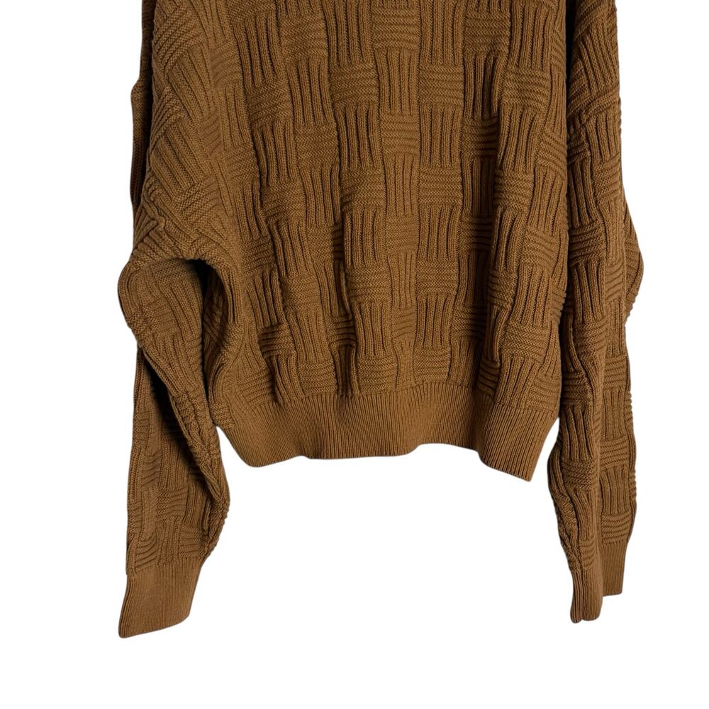 Reformation Winnie Brown Basketweave Organic Cotton Crewneck Sweater Size XL - Picture 10 of 10